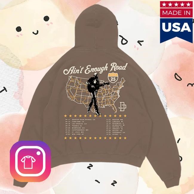 Jordan Davis Ain’t Enough Road U.S. Tour Map Hoodie
