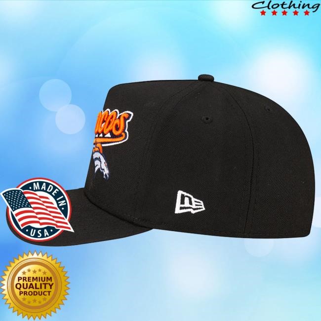 Official Born X Raised Merch Born X Raised + Broncos Pro Script A-Frame Snapback Cap: Black NFL 2025 Kickoff