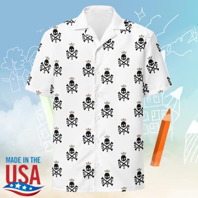 Official Glenn Beck Merch Store STF Skull & Bones Hawaiian Tees - White Glenn Beck Apparel Clothing Shop GlennBeck