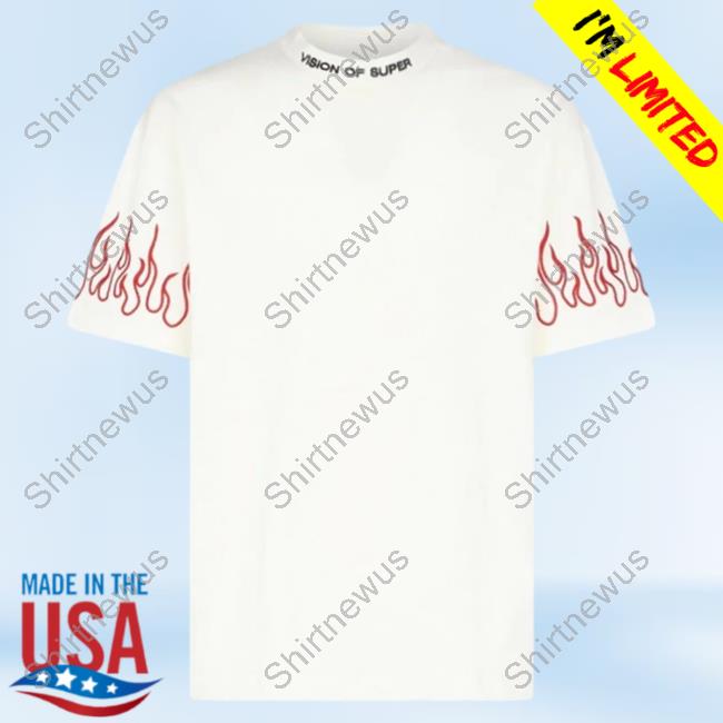 Official Vision Of Super White Shirts With Black Gradient Flames