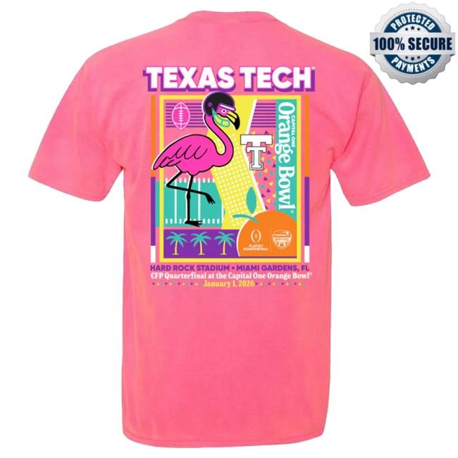 Official Red Raider Outfitter Texas Tech 2025 CFP Orange Bowl - Top Shirt - Mingo Party - PINK