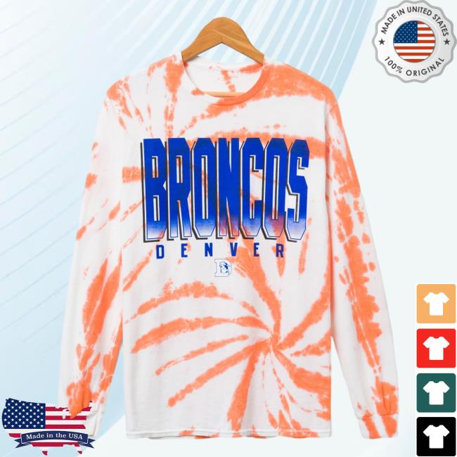Official Junk Food Apparel Clothing Store Shop Junkfoodclothing Denver Broncos Game Time Tie Dye Long Sleeve T-Shirts Orange Tie-Dye