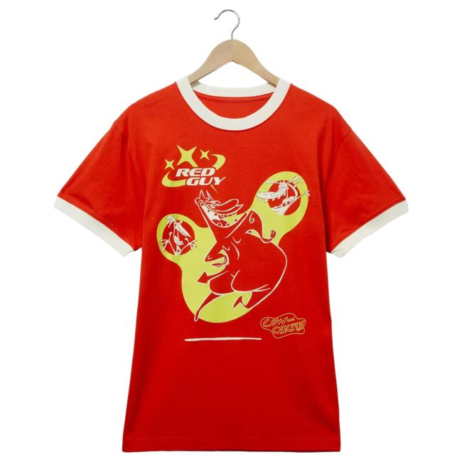 Official Box Lunch Merch Store BoxLunch x Cartoon Network Cow And Chicken Red Guy Tonal Portrait Ringer Shirt New Box lunch Clothing Shop