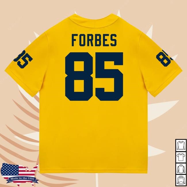 Official The M Den Michigan Wolverines #85 Logan Forbes Student Athlete Maize Football Jersey Shirt