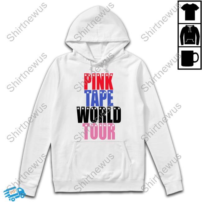 Lil Uzi Vert Wearing Pink Tape World Tour Hooded Sweatshirt