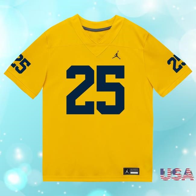 Michigan Wolverines #25 Mason Curtis Student Athlete Maize Football Jersey Tees The M Den Shop