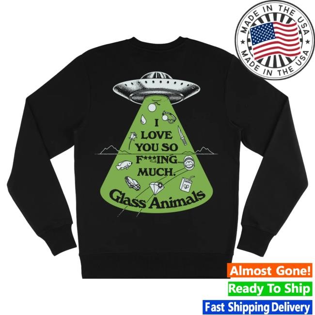 Official Glass Animals Merch Store Shop Glass Animals I Love You So F***ing Much Glow-In-The-Dark Pullover Hoodie in black GlassAnimals