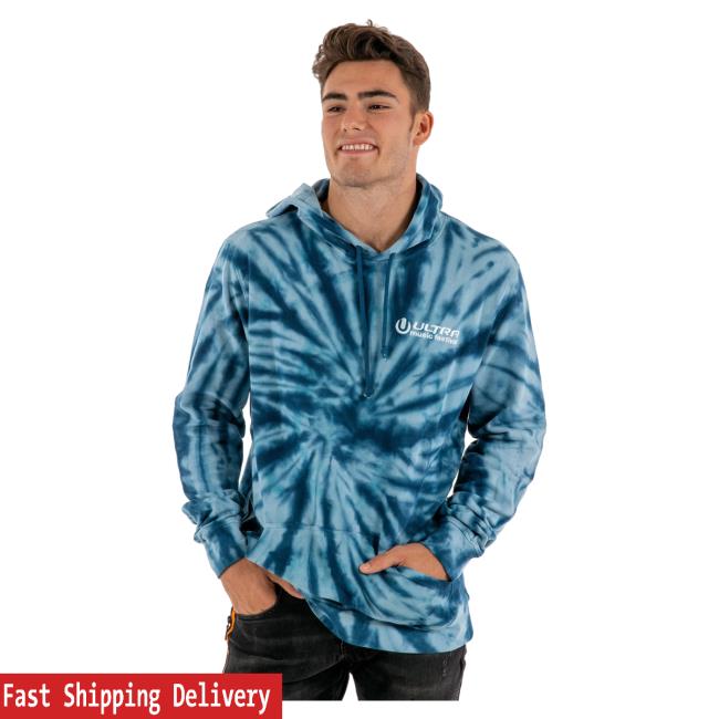 Official Ultra Records Ultra Blue Tie Dye Hoody UltraRecords Tie-Dye