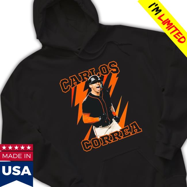 Orange Thunder Baseball Carlos Correa Design T-Shirt