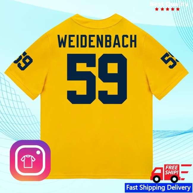 The M Den Michigan Wolverines #59 John Weidenbach Student Athlete Maize Football Jersey T Shirt