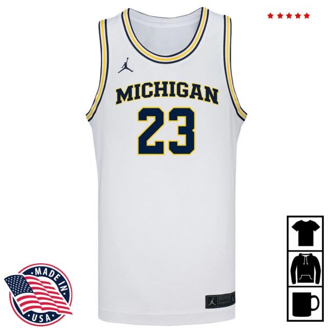 Michigan Wolverines #23 Yaxel Lendeborg Student Athlete White Basketball Jersey Tshirt | The M Den Official Merch Store Shop
