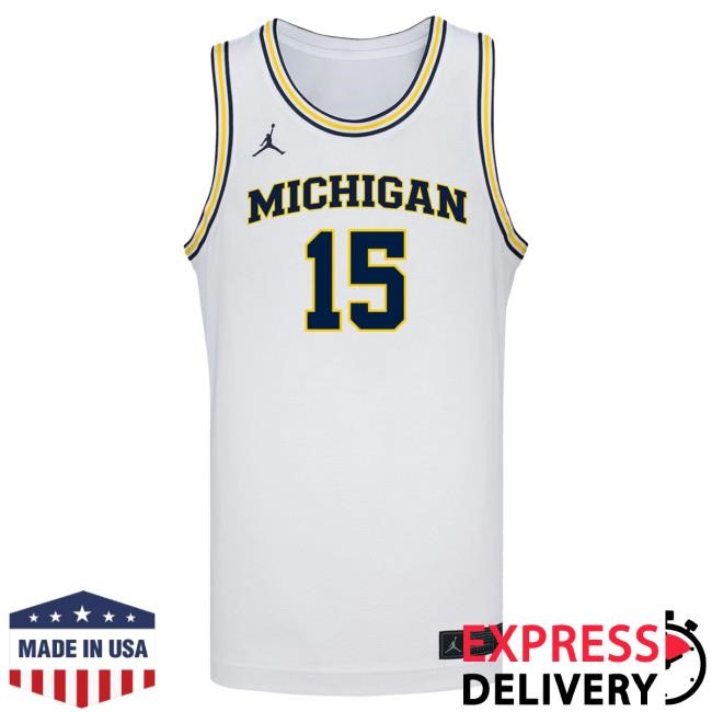 Michigan Wolverines #15 Aday Mara Student Athlete White Basketball Jersey Shirt The M Den Shop Official