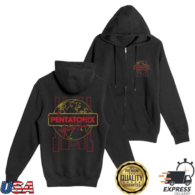 Ptx Official Pentatonix Merch Store Ptxofficial Ptx Wt Line Art Black Zip Crew neck Sweatshirt Pentatonix Apparel