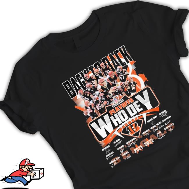 Cincinnati Bengals Back To Back Playoffs Who Dey 2021-2022 Signatures Long Sleeve Shirt