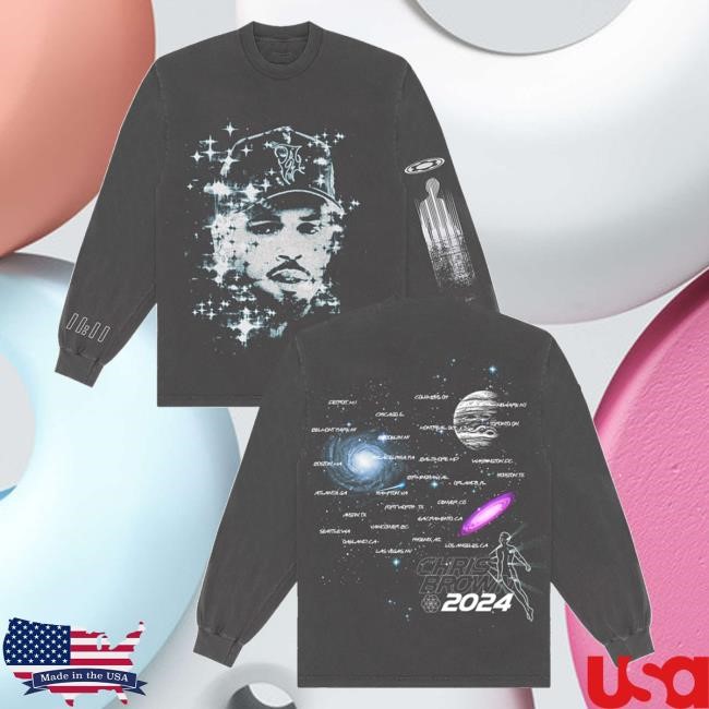 Chris Brown Official Merch Shop 11:11 Tour City Back Essential Long Sleeve Shirt - Black Chris Brown Store Merchandise Chrisbrownworldstore