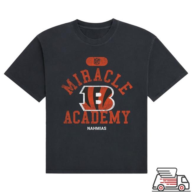 Official Fanatics Shop Store Merch Cincinnati Bengals Miracle Academy Unisex Boxy New Shirt - Black by NFL
