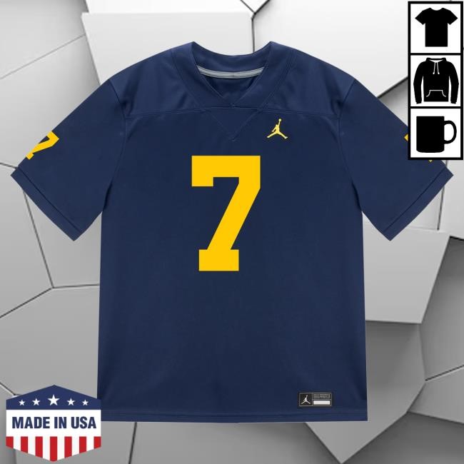 The M Den Michigan Wolverines #7 Mikey Keene Student Athlete Blue Football Jersey Tshirt
