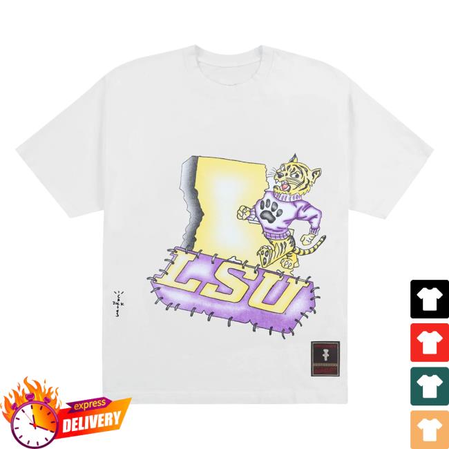 Official Travis Scott Utopia Merch Store CJ X M&N X LSU HANDDRAWN T-Shirts Travis Scott Apparel Clothing TravisScott
