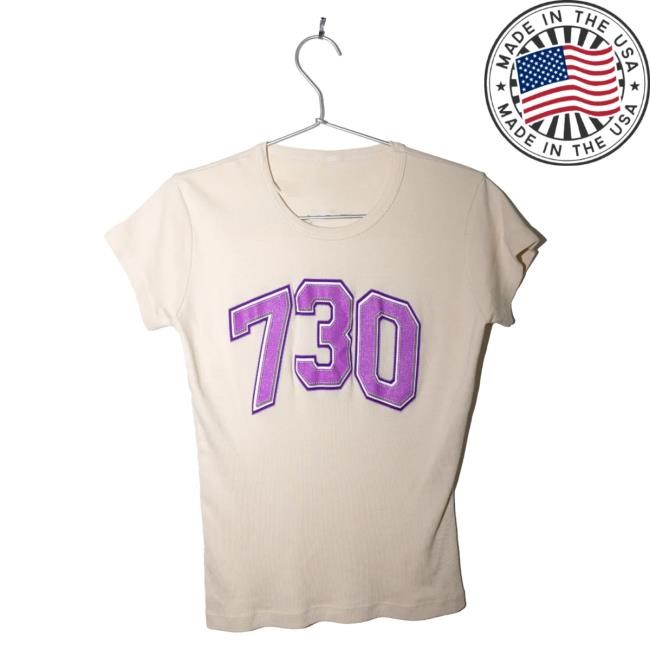 Official Asspizza Purple Glitter Stitch Print Baby T Shirt Off-White