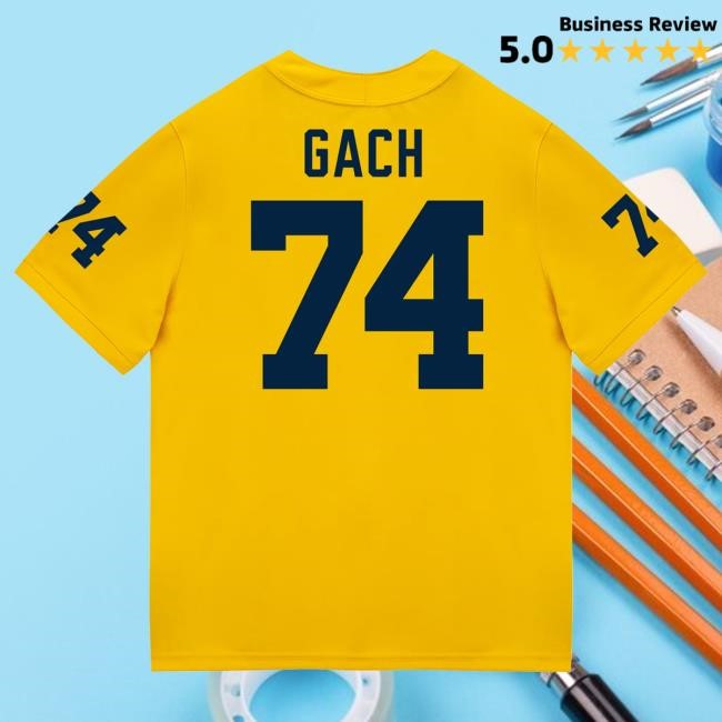 Michigan Wolverines #74 Avery Gach Student Athlete Maize Football Jersey T Shirt The M Den Shop