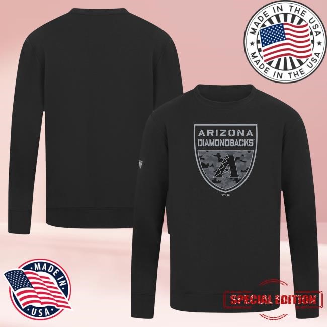 Official MLB Merch Men's Arizona Diamondbacks Levelwear Black Mandate Buckler Crew Neck Sweatshirt