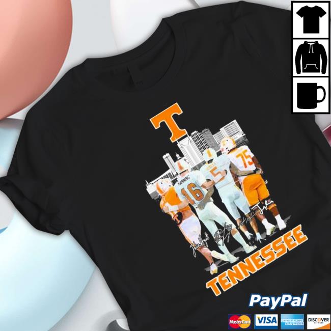 Official Tennessee Volunteers Skyline Team Players Signatures Shirt
