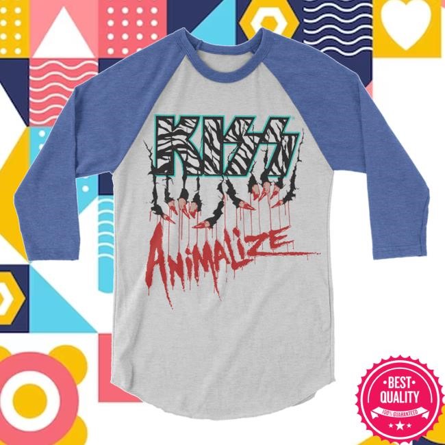 KISS Official Merch Store Too Loud Raglan Vintage Long Sleeve Shirt KISS Clothing Shop KISS Apparel Animalize 40Th Anniversary Collections