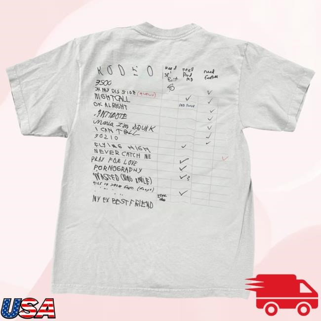 Official Travis Scott Merch Rodeo Jim Joe White Board Hot Shirt TravisScott