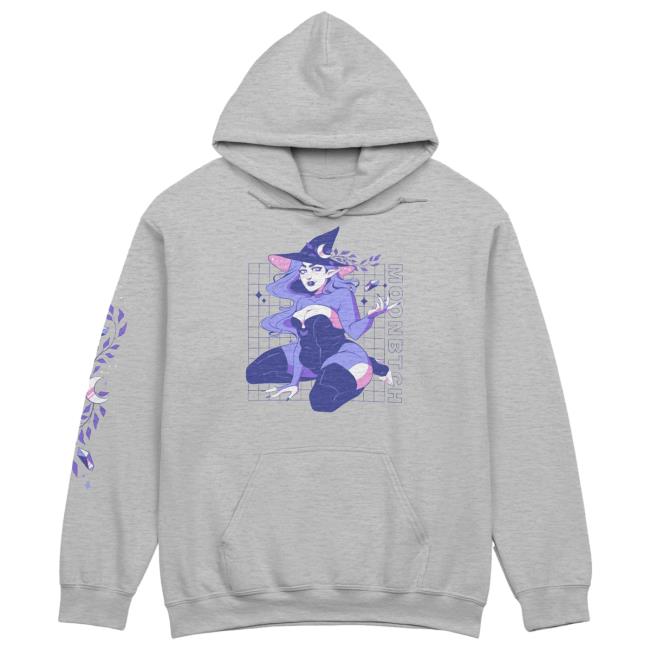 Official Moonbtch Merch Store Crystal Pinup Hoodie New Grey
