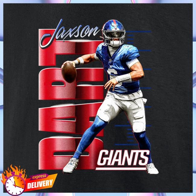 Official New York Giants Bulls Merch Men's Jaxson Dart Black New York Giants Celebration Shirt NewYorkGiants