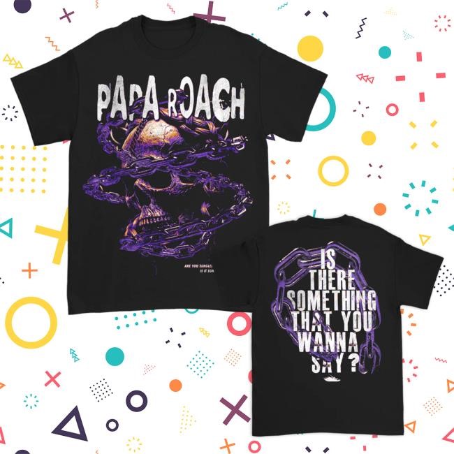 Official Papa Roach Merch Store Shop Purple Skull & Chains T-Shirts (Black) Paparoach