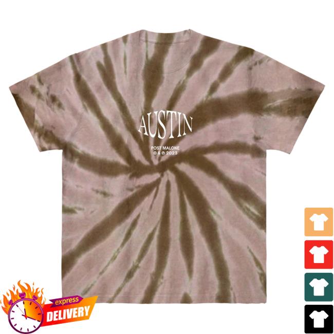 Official Post Malone Apparel Clothing Merch Store Tie-Dye Post Malone Austin Brown Tie Dye Tee PostMalone Shop