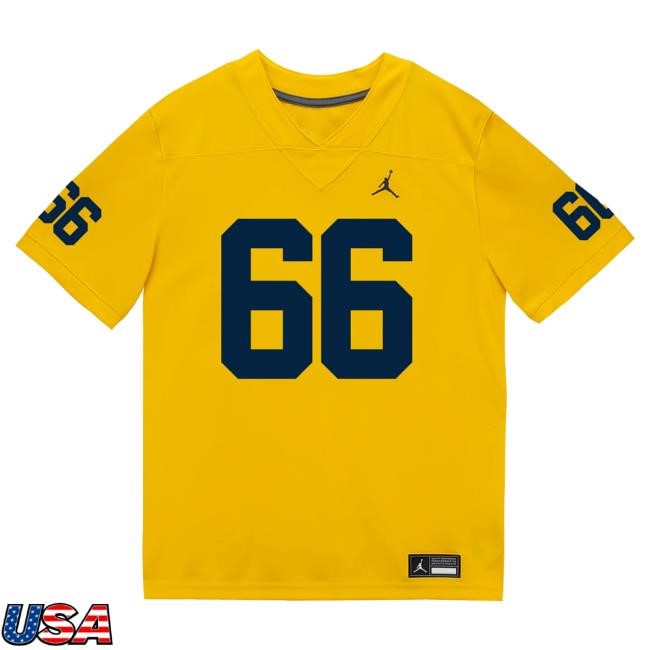 Michigan Wolverines #66 Dan Taraboi Student Athlete Maize Football Jersey Hot Shirt The M Den Shop