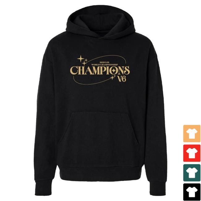 Official T1 Shop Store T1 2025 World Champions V6 Hoodie - Black T1 Merch