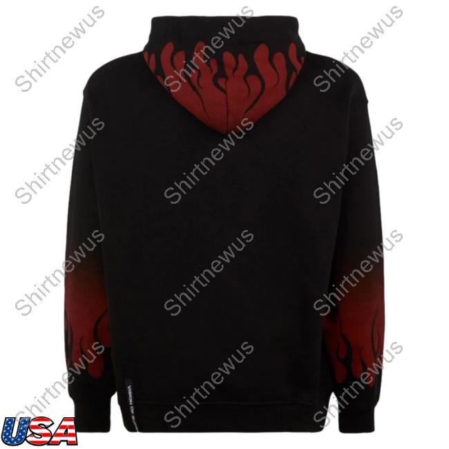Official Vision Of Super Red Negative Flames Black Crewneck