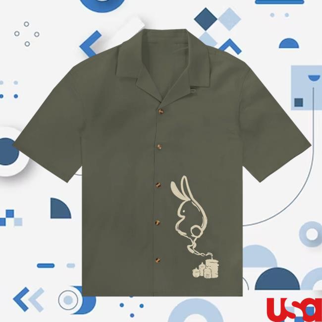Apari Bunny Wisp Button Down Green Hawaiian T Shirt