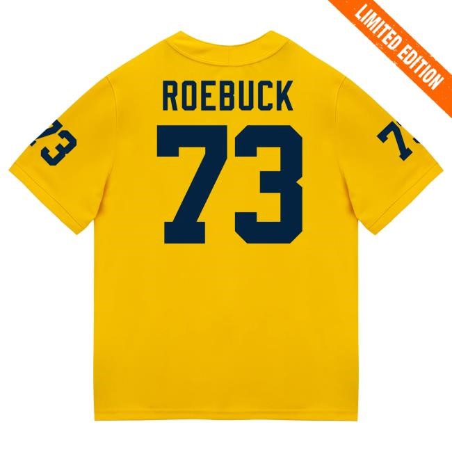 Michigan Wolverines #73 Ben Roebuck Student Athlete Maize Football Jersey Shirt The M Den Shop Official