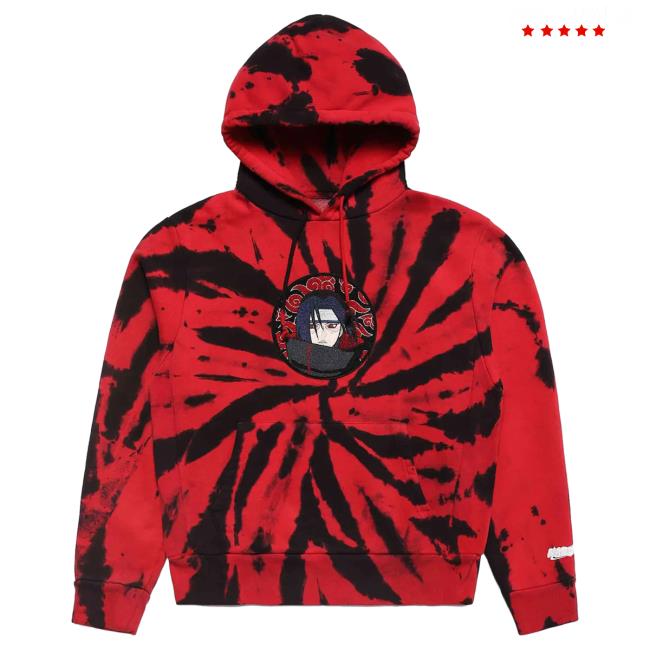 Official Hypland Clothing Merch Store Hypland Shippuden Itachi Attractive Hoodie (Red Tie Dye)