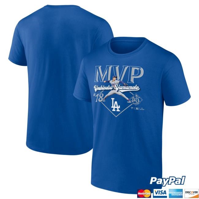Official Men's Los Angeles Dodgers Yoshinobu Yamamoto Royal 2025 World Series MVP Tshirt Mlb Shop