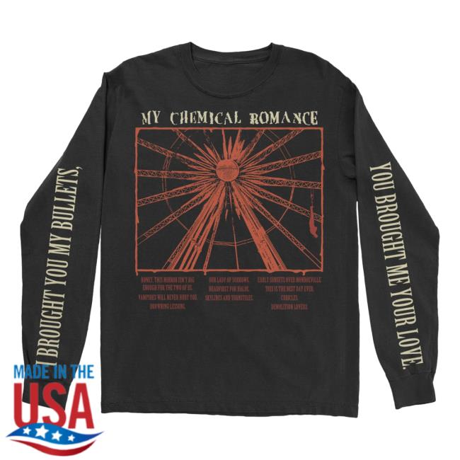 Official Warner Records My Chemical Romance Merch Store Shop Bullets Track Long Sleeve Tee Shirt MyChemicalRomance