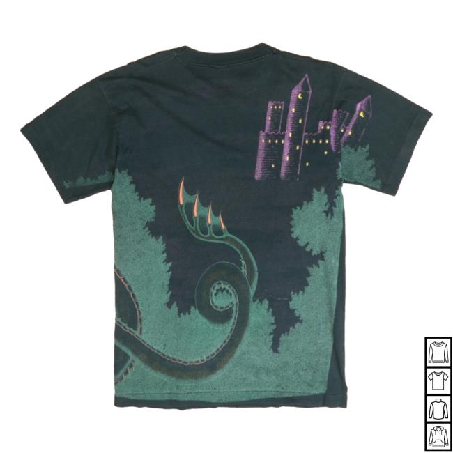 Official Vintage Dragon Castle Hoody Black Fantasy 3D All Over Print 1992 90S