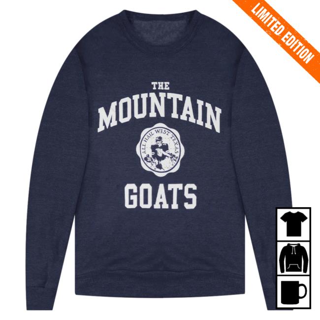 Official Hello Merch The Mountain Goats West Texas Eco Navy Crewneck Sweatshirt HelloMerch TheMountainGoats