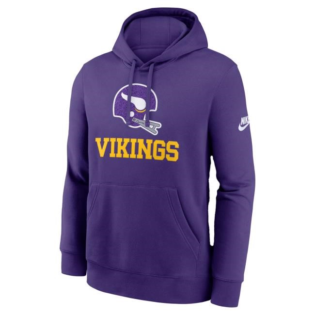 Official Minnesota Vikings Clothing Men's Nike Purple Minnesota Vikings Best Season Rewind Club Pullover Hoodie MinnesotaVikings