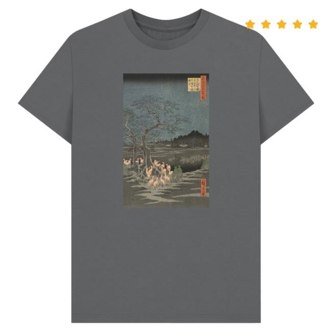 Hiroshige Foxfires on New Year's Eve Unisex Tees, Slate Grey British Museum Store Shop Official Store Shop