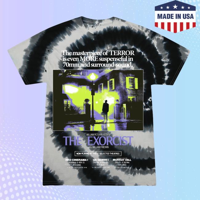 Official Studiohouse Designs The Exorcist Movie Promo Tie Dye Shirt New Captain Howdy (Grey)