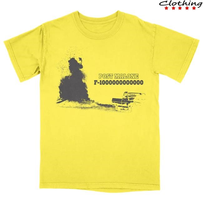 Official Post Malone Merch Shop F-1 Trillion Yellow New T-Shirt - Post Malone