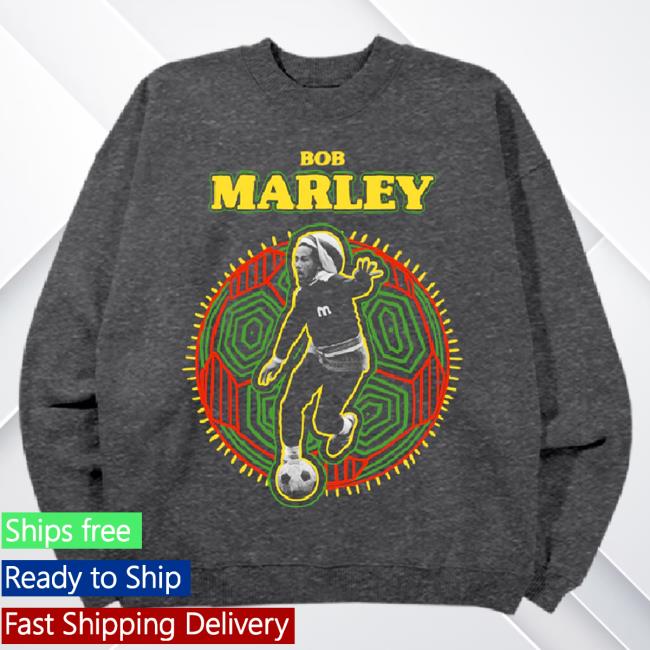 Official Bob Marley Merch Store Shop Bob Marley Soccer Logo Unisex Grey Popover Hoodie