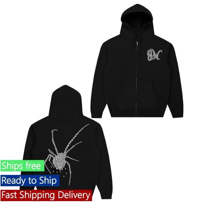 Official 8Thwndr Store Clothing 8Thwndr Spider Cursor Zip Up Black Pullover Hoodie