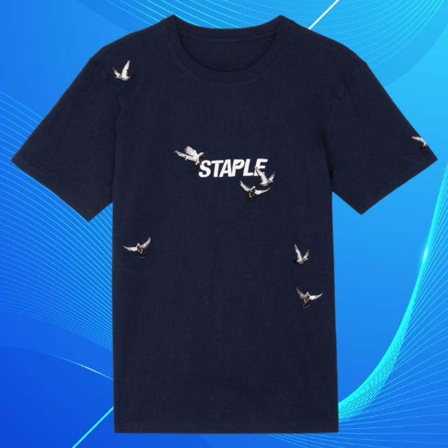 Official Staple Pigeon Clothing Flock Logo T Shirt Navy Staplepigeon
